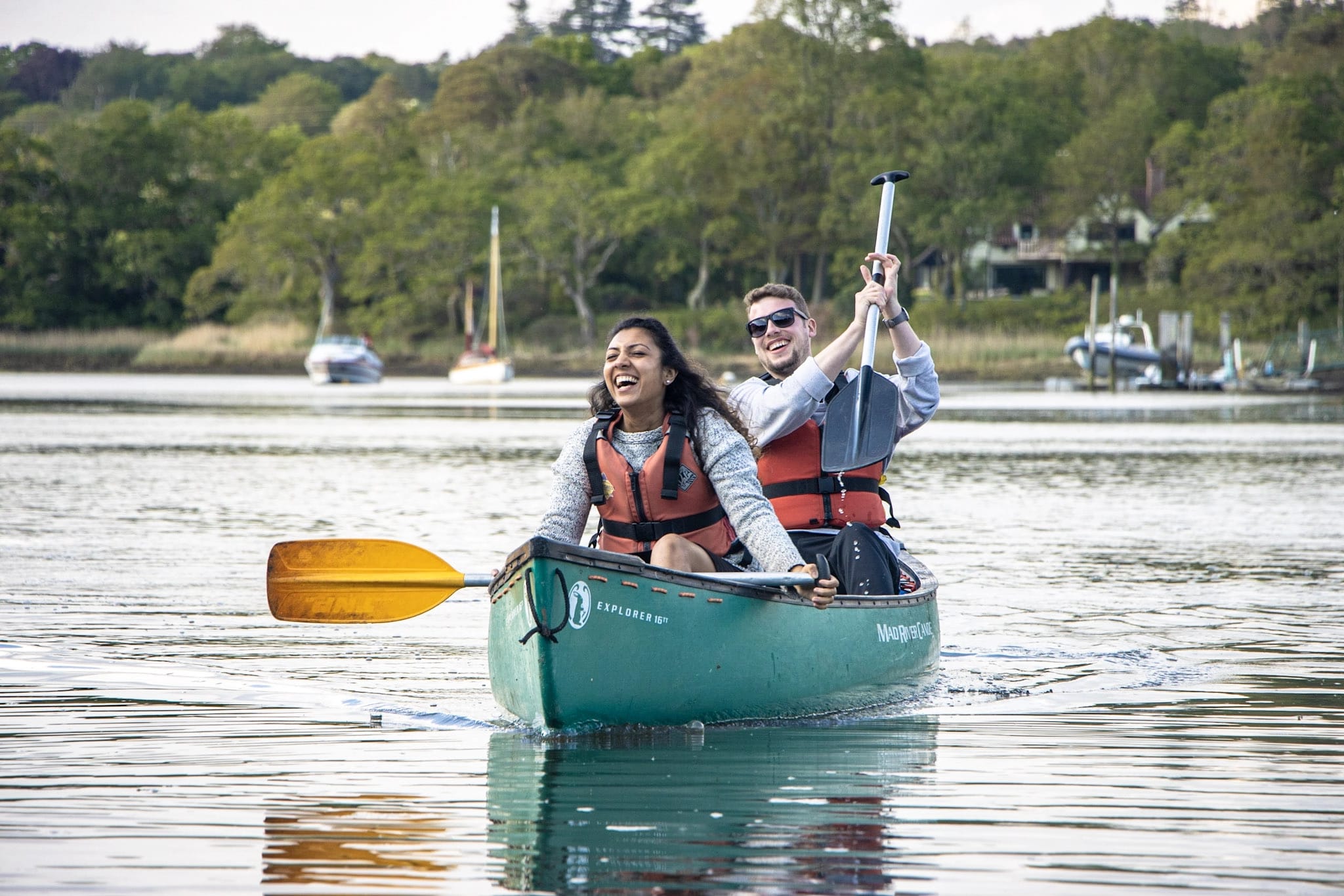 A couple doing some New Forest Canoeing.