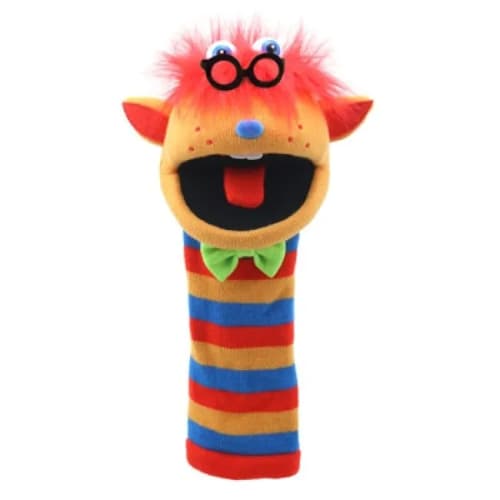 The Puppet Company rainbow knit monster hand puppet NWT